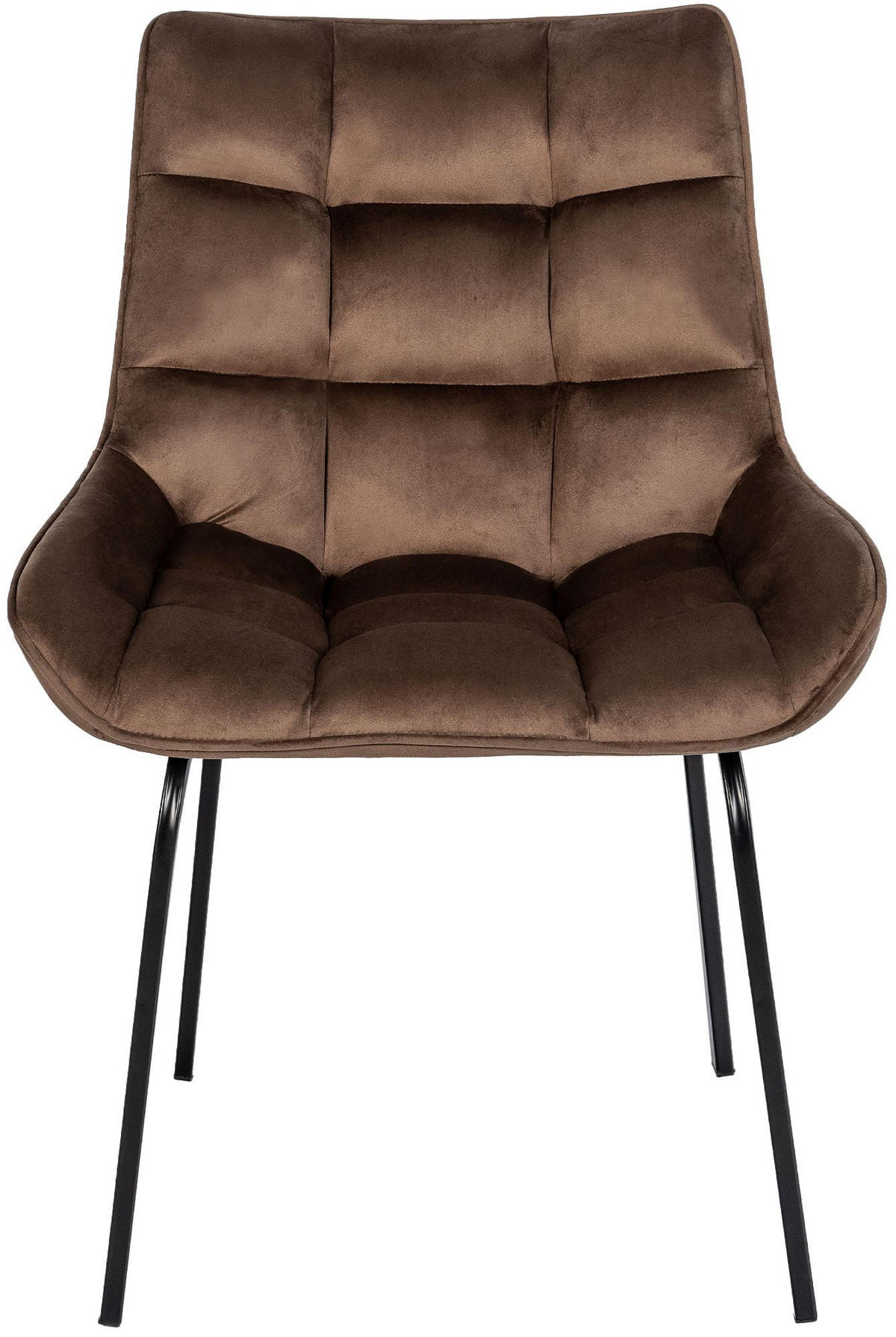 STUHL 2er Set Samt Braun - Schwarz/Braun, Textil/Metall (58/84/57cm) - CLP