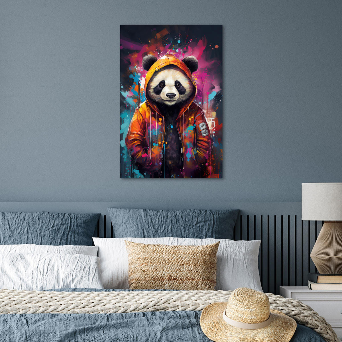 PLAKÁT Panda - Bunda - Graffiti - Oranžová 40x60 cm - pomerančová, papír (40/60/0.1cm) - MuchoWow