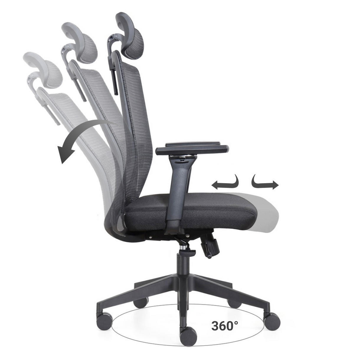 BÜROSTUHL Napoli Deluxe 4D - NEN-EN 1335 - Schwarz - Schwarz, Textil (70/118/62cm) - Sedero