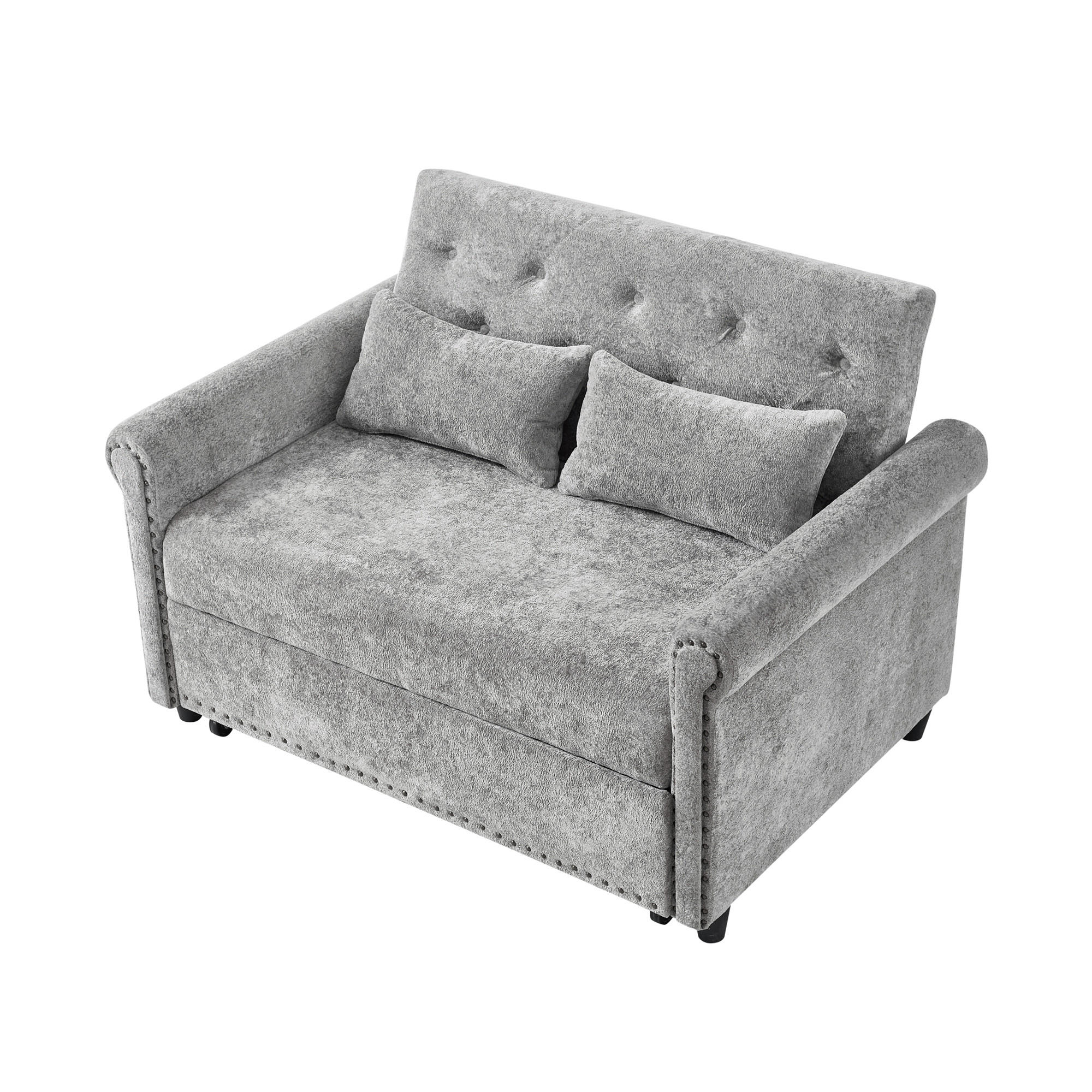SCHLAFSOFA Grau mit Ausziehbett und 3-fach verstellbarer Rückenlehne, Chenille - Schwarz/Grau, Holzwerkstoff/Kunststoff (120/82/170cm) - CHICFURN