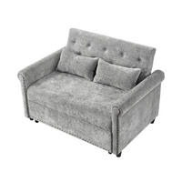 SCHLAFSOFA Grau mit Ausziehbett und 3-fach verstellbarer Rückenlehne, Chenille - Schwarz/Grau, Holzwerkstoff/Kunststoff (120/82/170cm) - CHICFURN