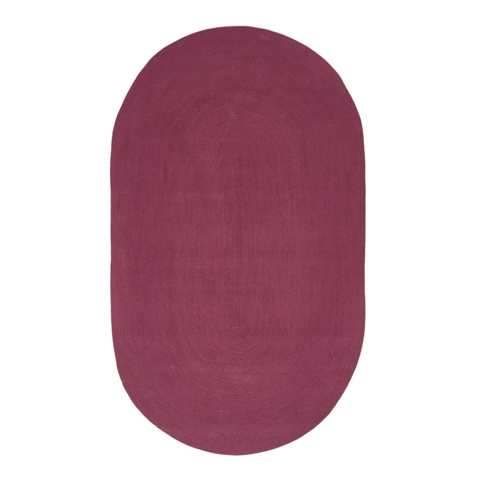 TEPPICH geflochten oval 50/80 cm - Weinrot, Textil (50/80cm) - Homescapes