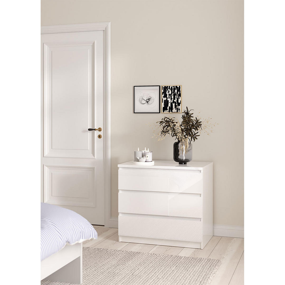 KOMMODE, Naia, Weiß, Holzwerkstoff, 77 x 50 x 68 cm - Weiß, Holzwerkstoff (77/68/50cm) - ebuy24