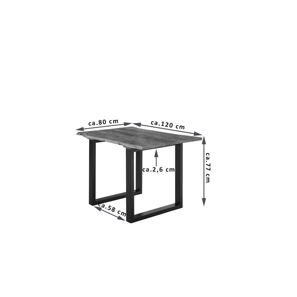 Thumbnail - SAM Esstisch, Braun, Holz, Echtholz,Akazie, Rechteckig,Quadratisch, U-Form, 120x77x80 cm, Esszimmer, Tische, Esstische