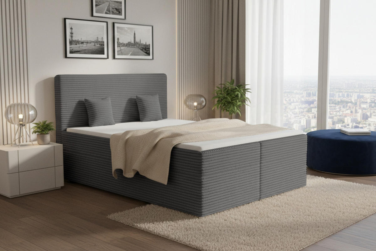 BOXBETT DUBAI 140/200 in Grau H4 - Grau, Holz/Holzwerkstoff (140/200cm) - Deine Möbel 24