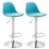 BARHOCKER 2er Set Lederlook blau - Blau/Chromfarben, Kunststoff/Textil (39/82/43cm) - CLP