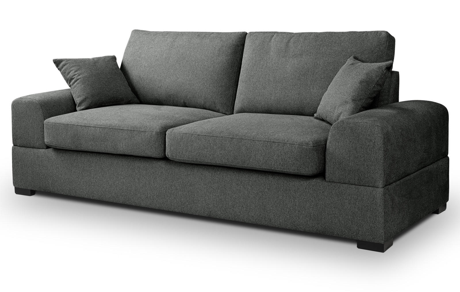 SOFA grau Strukturstoff, Couch 3-Sitzer 221 cm mit Premium Kaltschaum - Schwarz/Grau, Holz/Textil (221/90/93cm) - Inn.Furn