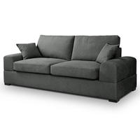 SOFA grau Strukturstoff, Couch 3-Sitzer 221 cm mit Premium Kaltschaum - Schwarz/Grau, Holz/Textil (221/90/93cm) - Inn.Furn