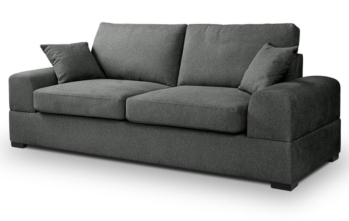 SOFA grau Strukturstoff, Couch 3-Sitzer 221 cm mit Premium Kaltschaum - Schwarz/Grau, Holz/Textil (221/90/93cm) - Inn.Furn