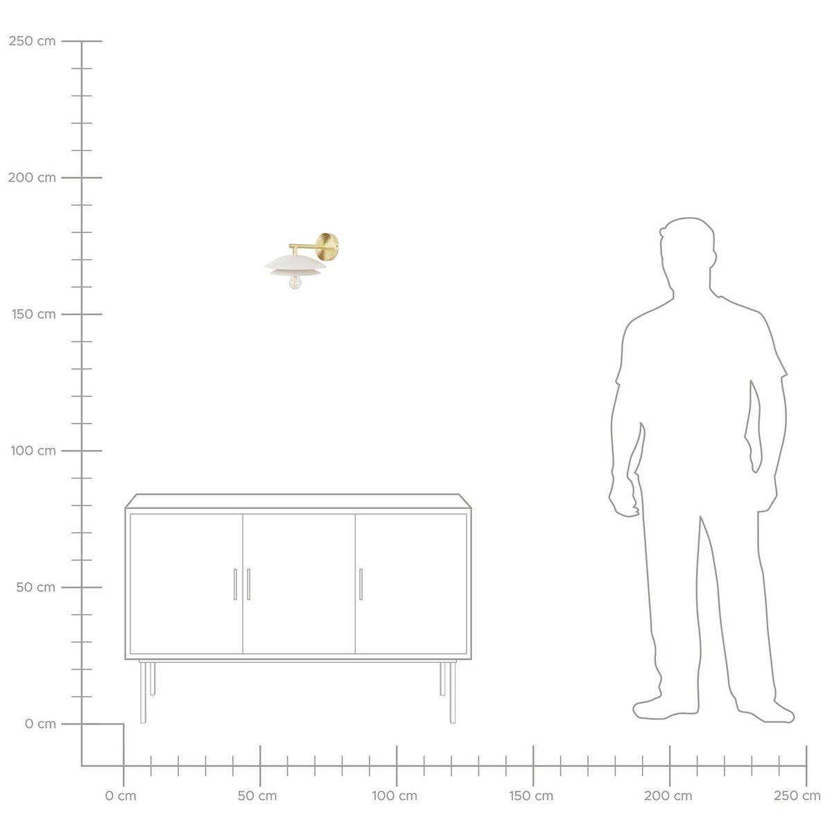WANDLAMPE Weiß/Gold Lasolo - Goldfarben/Weiß, Metall (22/14/29cm) - Beliani