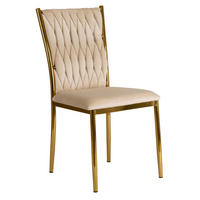 STUHL PRIMO mit geflochtener Rückenlehne, Samt Creme - Goldfarben/Creme, Textil/Metall (48/94/43cm) - Idohome