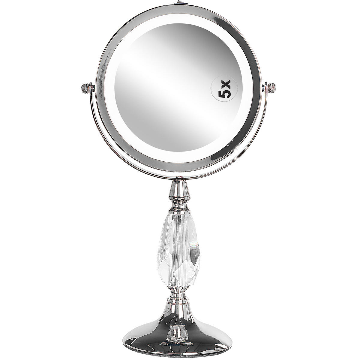 KOSMETIKSPIEGEL silber mit LED-Beleuchtung 18 cm Maury - Silberfarben, Metall (18/37/12cm) - Beliani