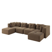 ECKSOFA 386/177/69 cm braun aus Cord mit modularem Design und rutschfestem Standfuß - Braun, Textil (177/386cm) - OKWISH