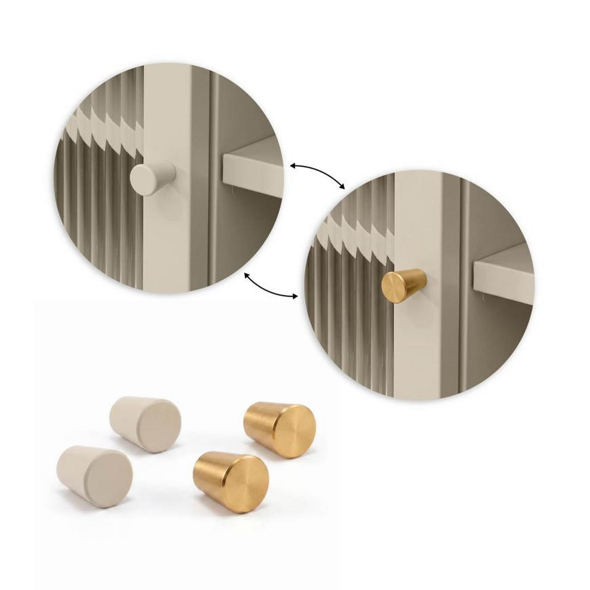 TV-LOWBOARD Industrielles aus beigem Metall, 160 cm, 2 Türen aus geriffeltem Glas - COME - Beige, Metall (160/60/40cm) - Sicaan