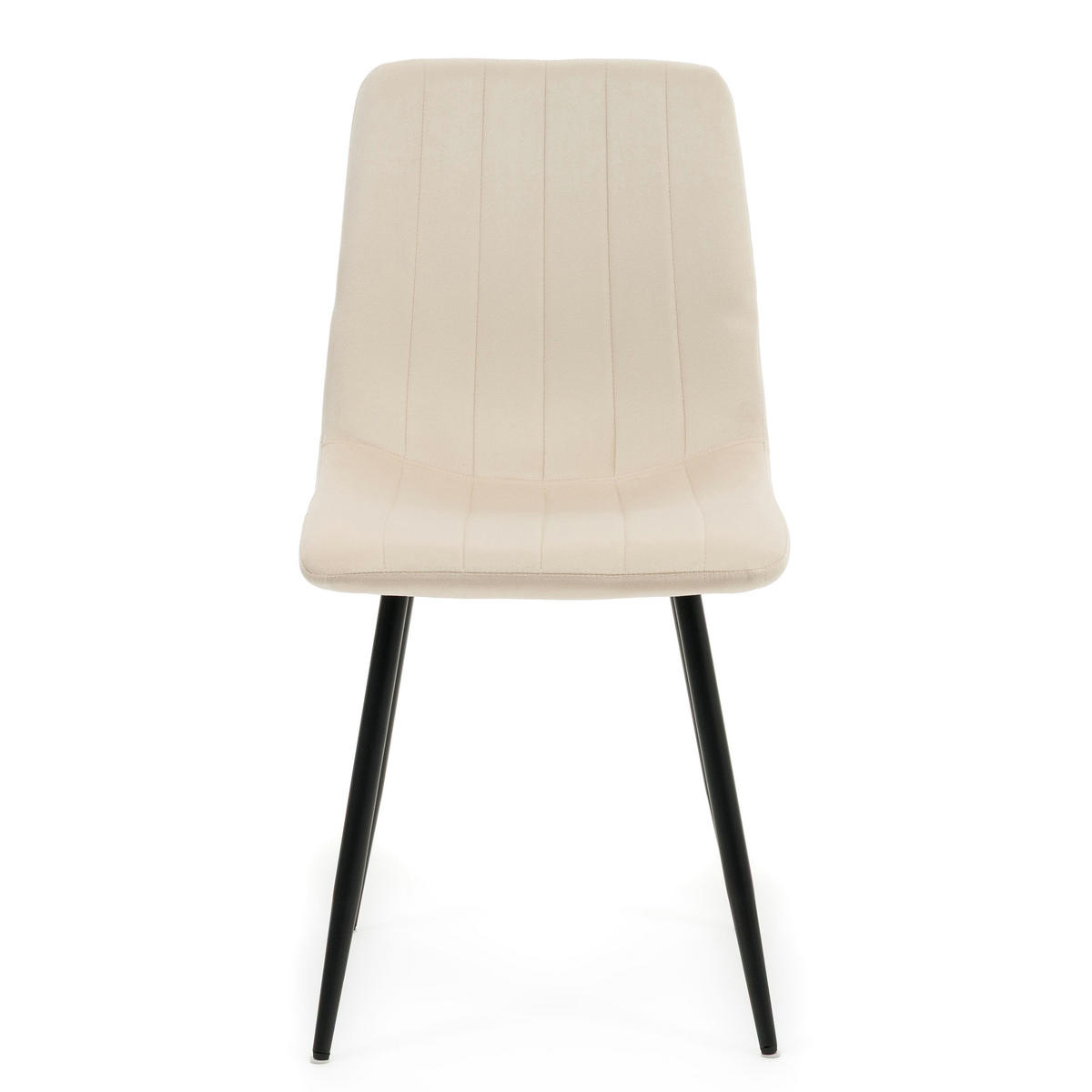 STUHL GELA gepolstert mit Steppung - beige - Samt Velours - Beige/Schwarz, Textil/Metall (45/89/53cm) - NEW HOME