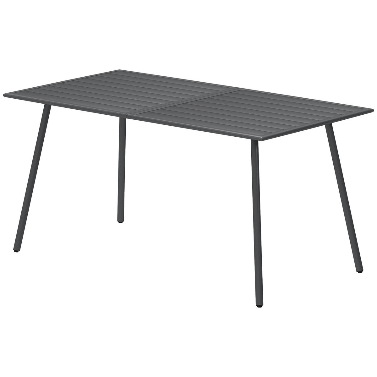 GARTENTISCH DE-14124 rechteckig 150x80 cm, mit Lattenrost Grau - Grau, Metall (150/80/74cm) - ComfortXL