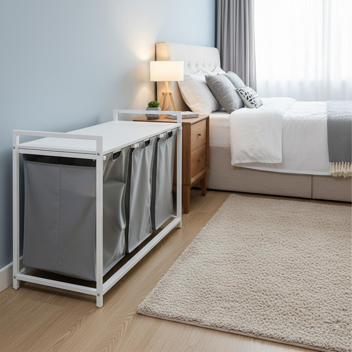 WÄSCHESAMMLER - Multicolor, Holzwerkstoff/Textil (109.5/73.5/33cm) - Relaxdays