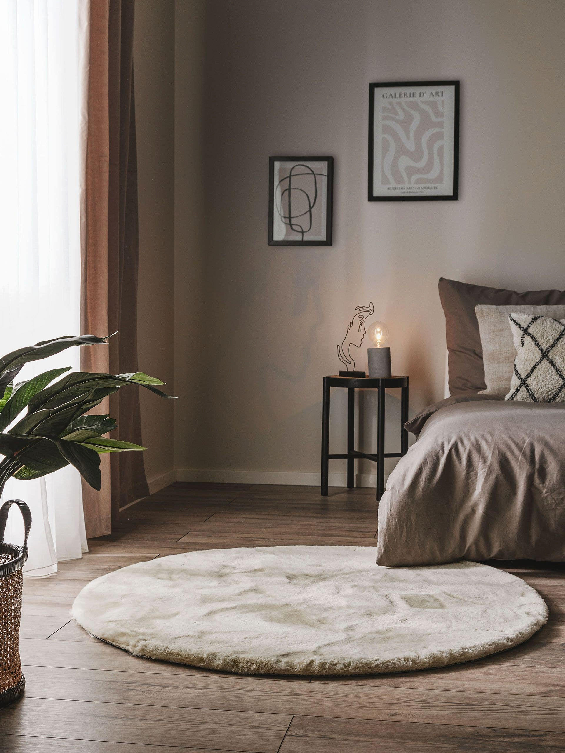 KUNSTFELL-TEPPICH Dave Cream ø 80 cm rund - Creme, Textil (80/80cm) - benuta Nest