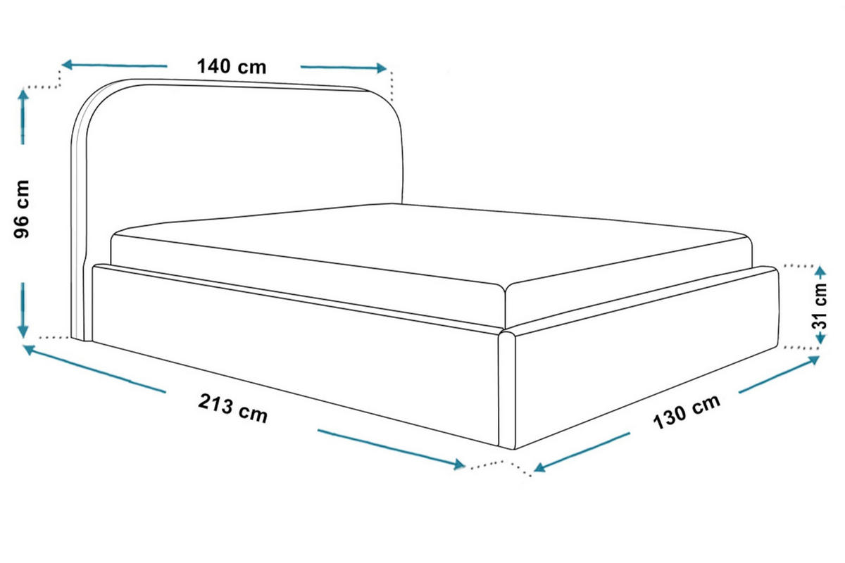 BETT 120x200 - Polsterbett mit Bettkasten und Metallrahmen - Modern Betten - Weicher Jasminstoff - Kollektion Verona - Grau - Grau, Holz/Textil (120/200cm) - Alpi-Möbel