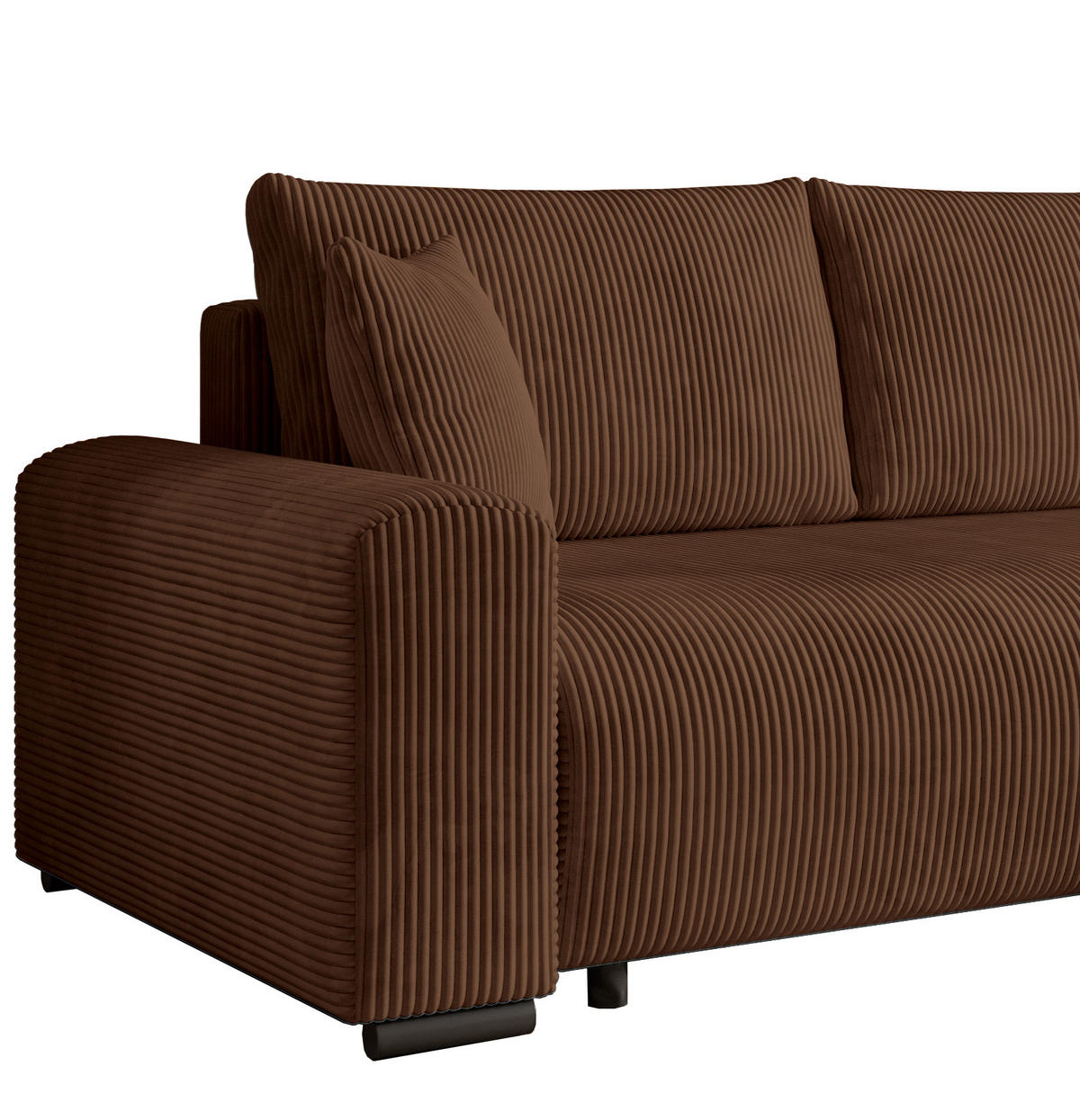ECKSOFA Nelly mit Bettkasten und Schlaffunktion, Cordstoff in L-Form - Braun, Textil (270/185cm)