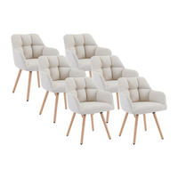 STUHL mit Armlehnen 6er-Set - Stoff & Buchenholz - Beige - PEGA - Beige, Textil (57.5/81/58cm) - Vente-Unique