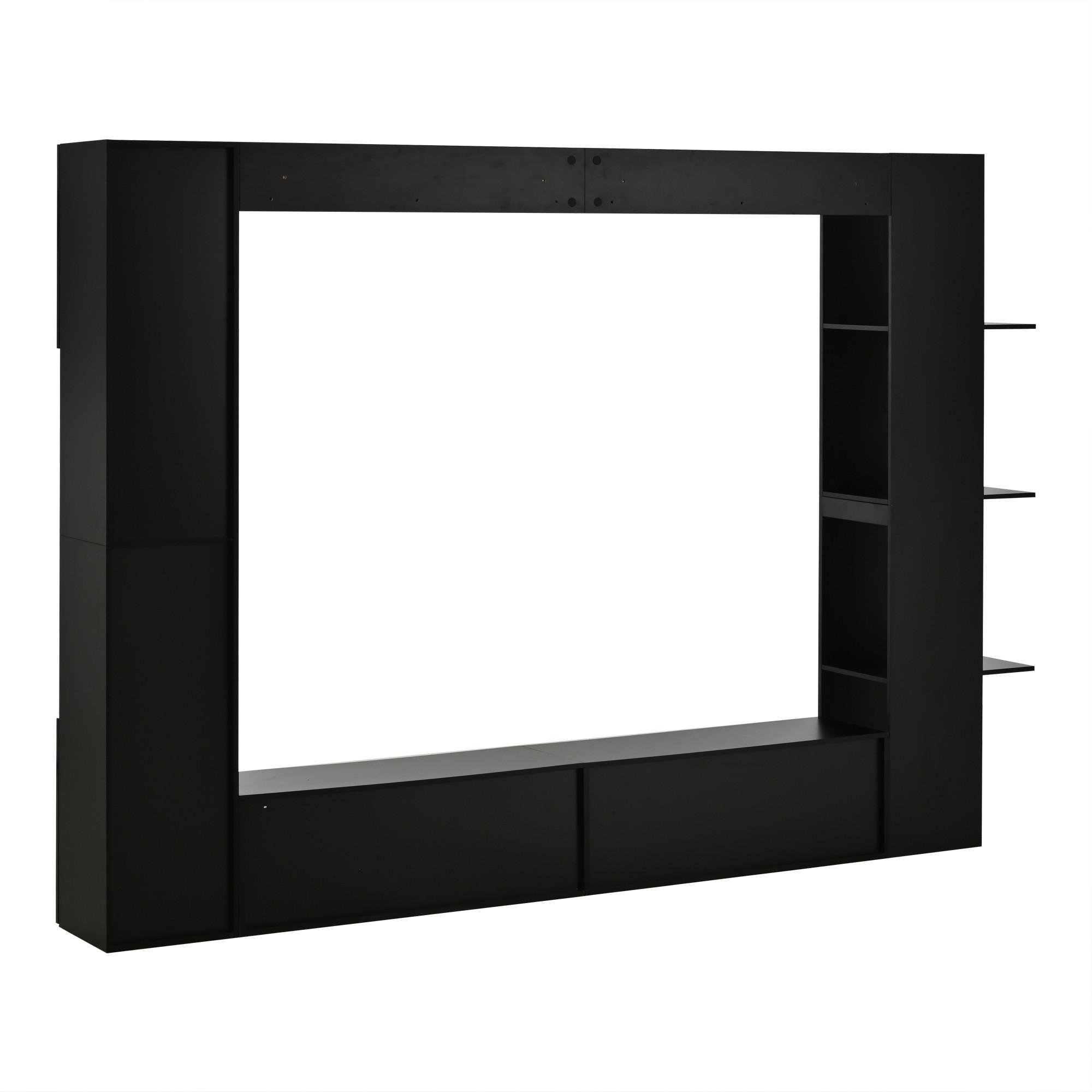 TV-ELEMENT 245/30/170 cm Schwarz mit Türanschlag wechselbar und Stauraum (4 Stück) - Schwarz, Holz (245/170/30cm) - Oxeza