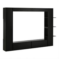 TV-ELEMENT 245/30/170 cm Schwarz mit Türanschlag wechselbar und Stauraum (4 Stück) - Schwarz, Holz (245/170/30cm) - Oxeza