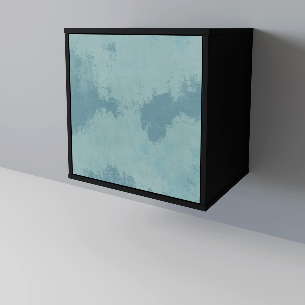 SIDEBOARD SKY WASH, Schwarz, 57,5x42x67,5 cm, Schwarze Metall-Rahmenfüße - Multicolor/Schwarz, Holzwerkstoff/Metall (57.5/67.5/42cm) - SpaceRebels