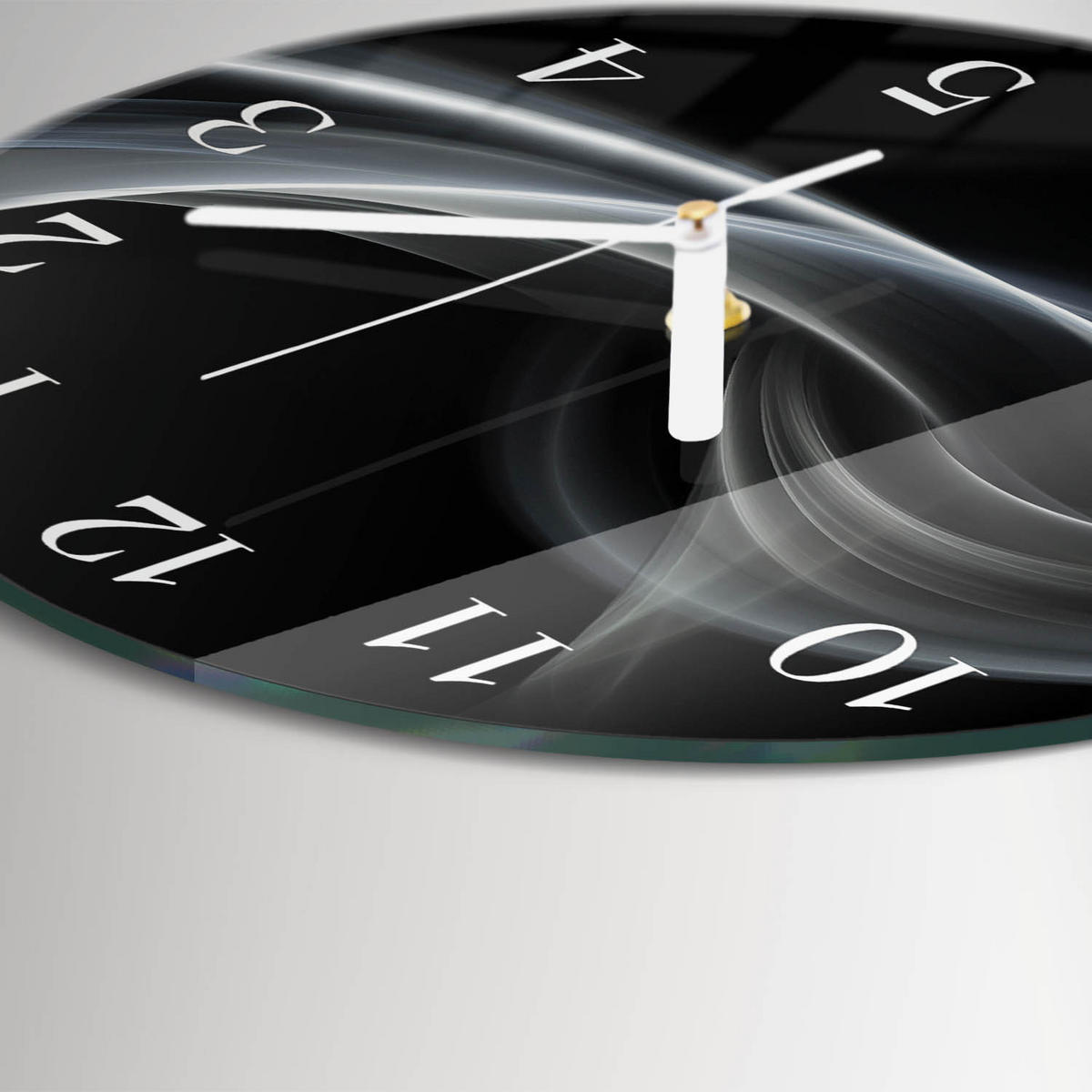 WANDUHR fi30 cm - Abstrakte Linien - Schwarz, Glas (30/30/0.4cm) - TULUP