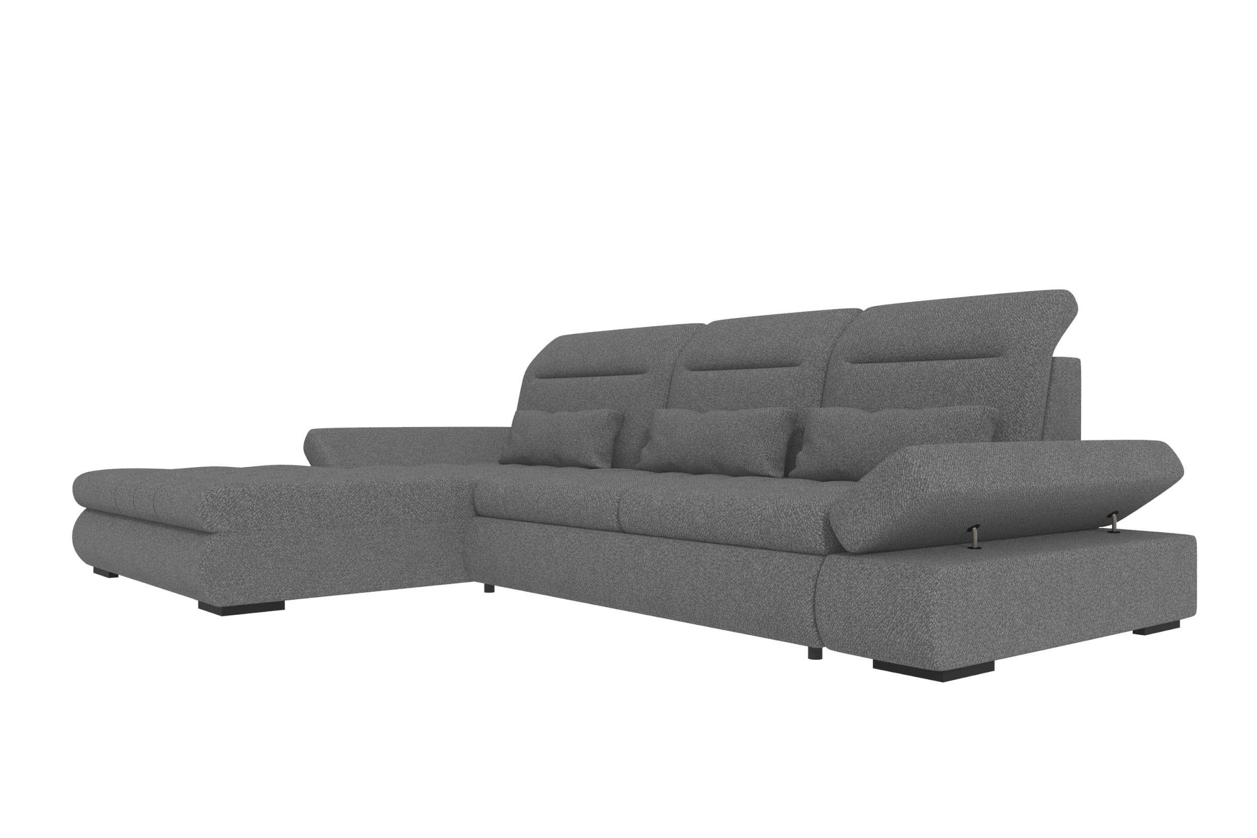 ECKSOFA Toscana Plus Strukturstoff inkl. Schlaffunktion - Anthrazit, Textil (179/300cm) - 99rooms
