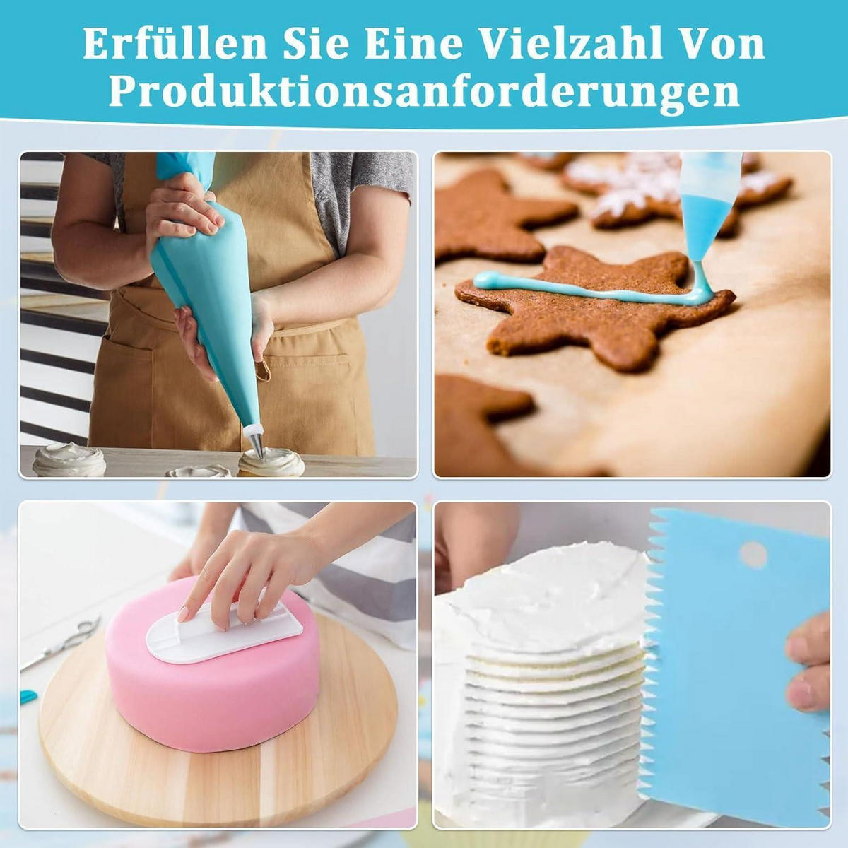 SPRITZBEUTEL Set 62-teilig Edelstahl Silikon Blau - Blau, Kunststoff (16/8/30.5cm)