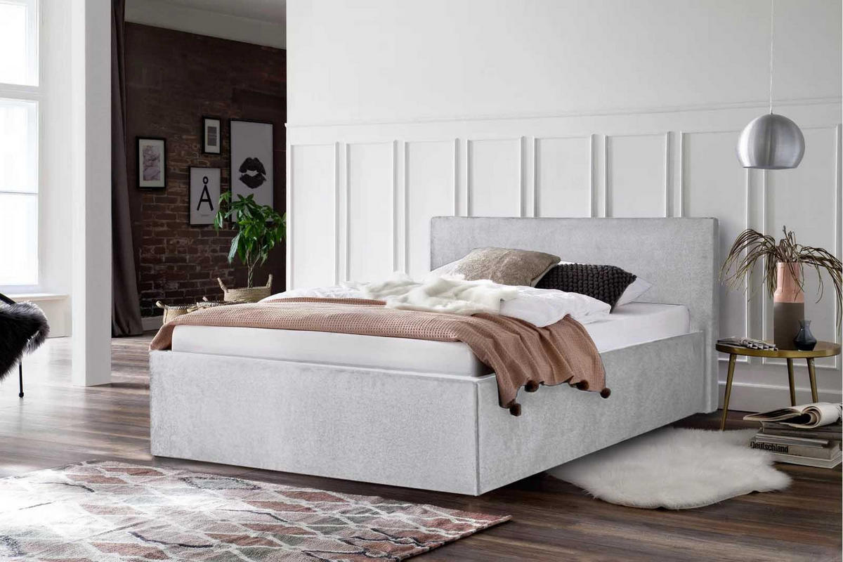 POLSTERBETT bali Grau 180 x 200 x 40 cm Stauraum Ohne Matratze und Lattenrost - Grau, Holz (180/200cm) - Halmon Schlafkomfort Betten 