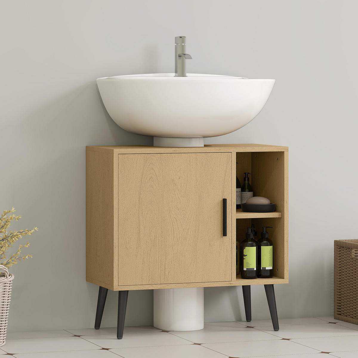 WASCHBECKENUNTERSCHRANK DE-15912 Soft-Close-Tür Eiche - Eichefarben, Holzwerkstoff (60/59.5/30cm) - ComfortXL