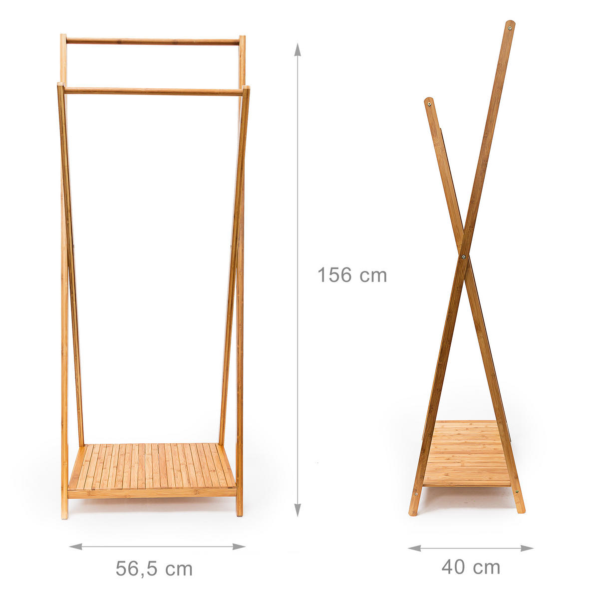 KLEIDERSTÄNDER - Hellbraun, Holz (56.5/156/40cm) - Relaxdays