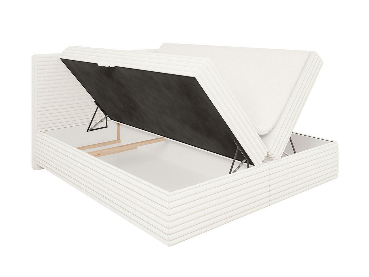 BOXBETT Roma 180/200 cm Hellbeige Plüschcord - Beige/Schwarz, Holz/Kunststoff (180/200cm) - S-Style Möbel