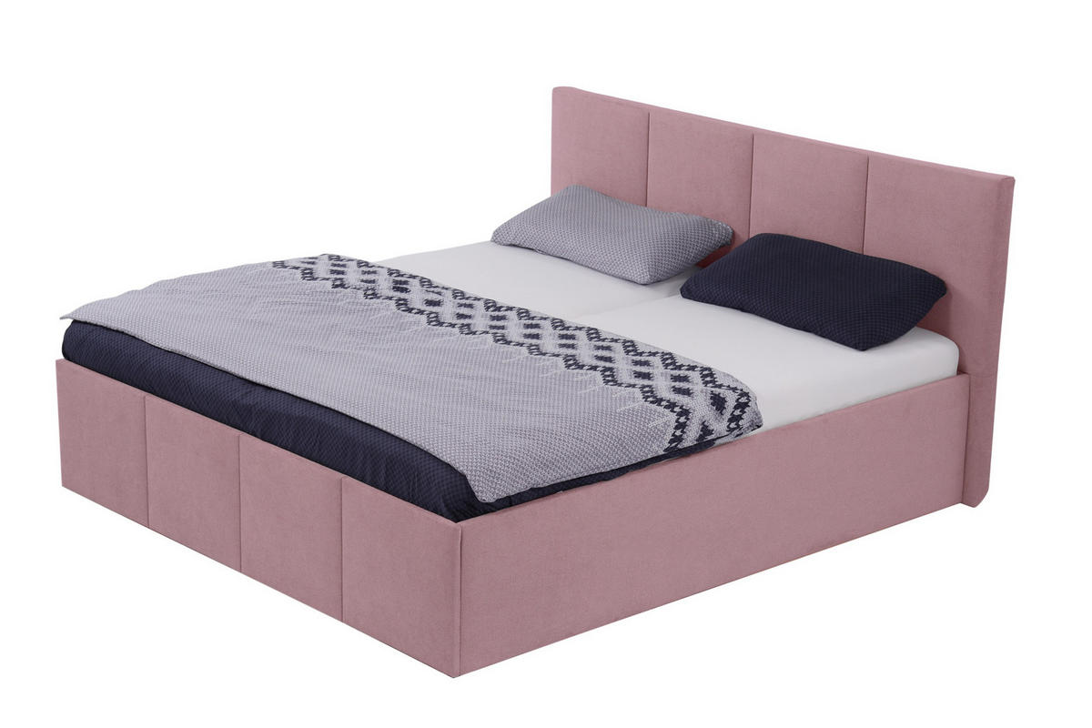 POLSTERBETT Dalas Rose 200 x 200 x 40 cm Stauraum Mit hochwertiger Matratze H2 (bis 100 kg) und Lattenrost - Rosa, Holz (200/200cm) - Halmon Schlafkomfort Betten 