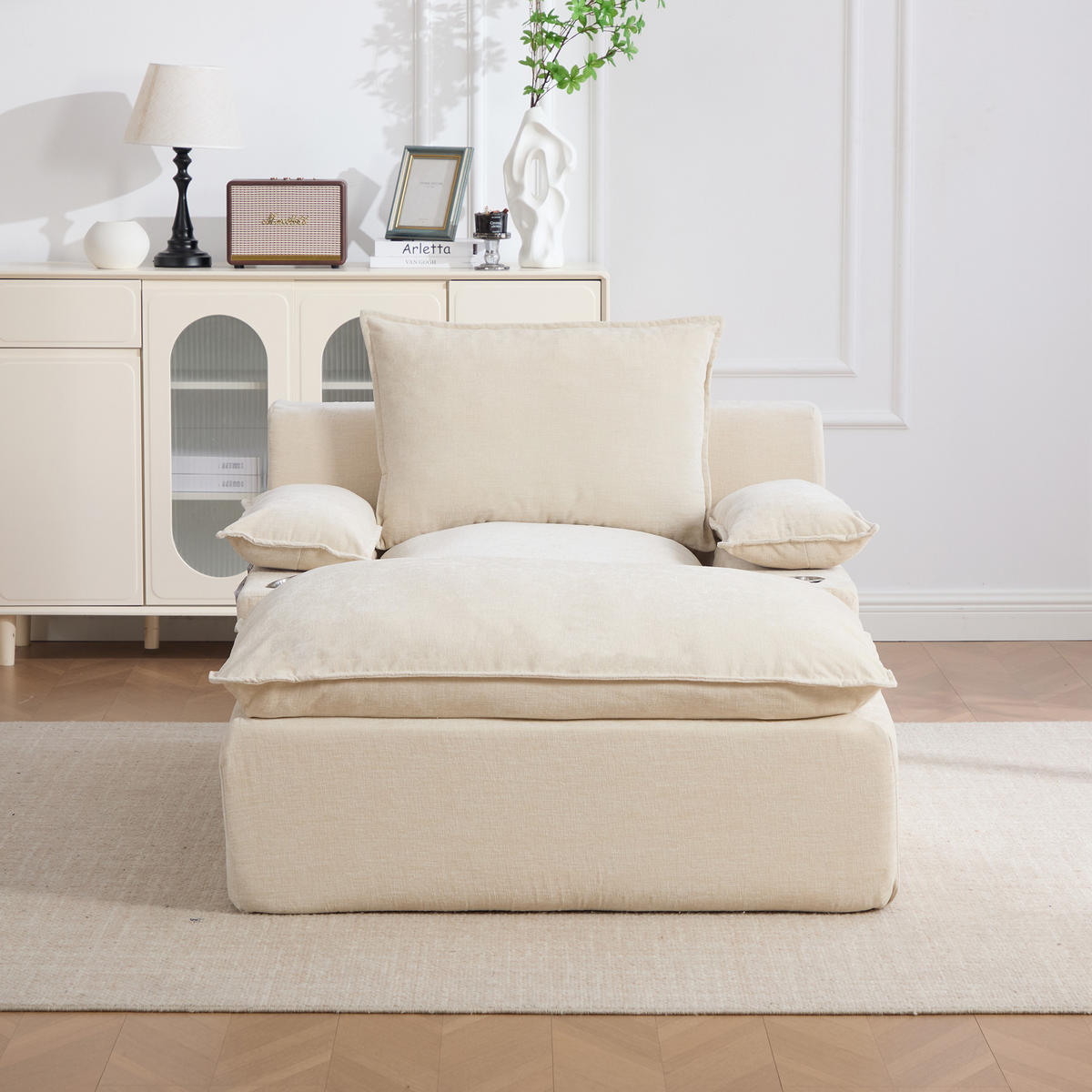 SESSEL DE-35157 mit 4 Kissen Beige - Beige, Textil (93/81/113cm) - ComfortXL