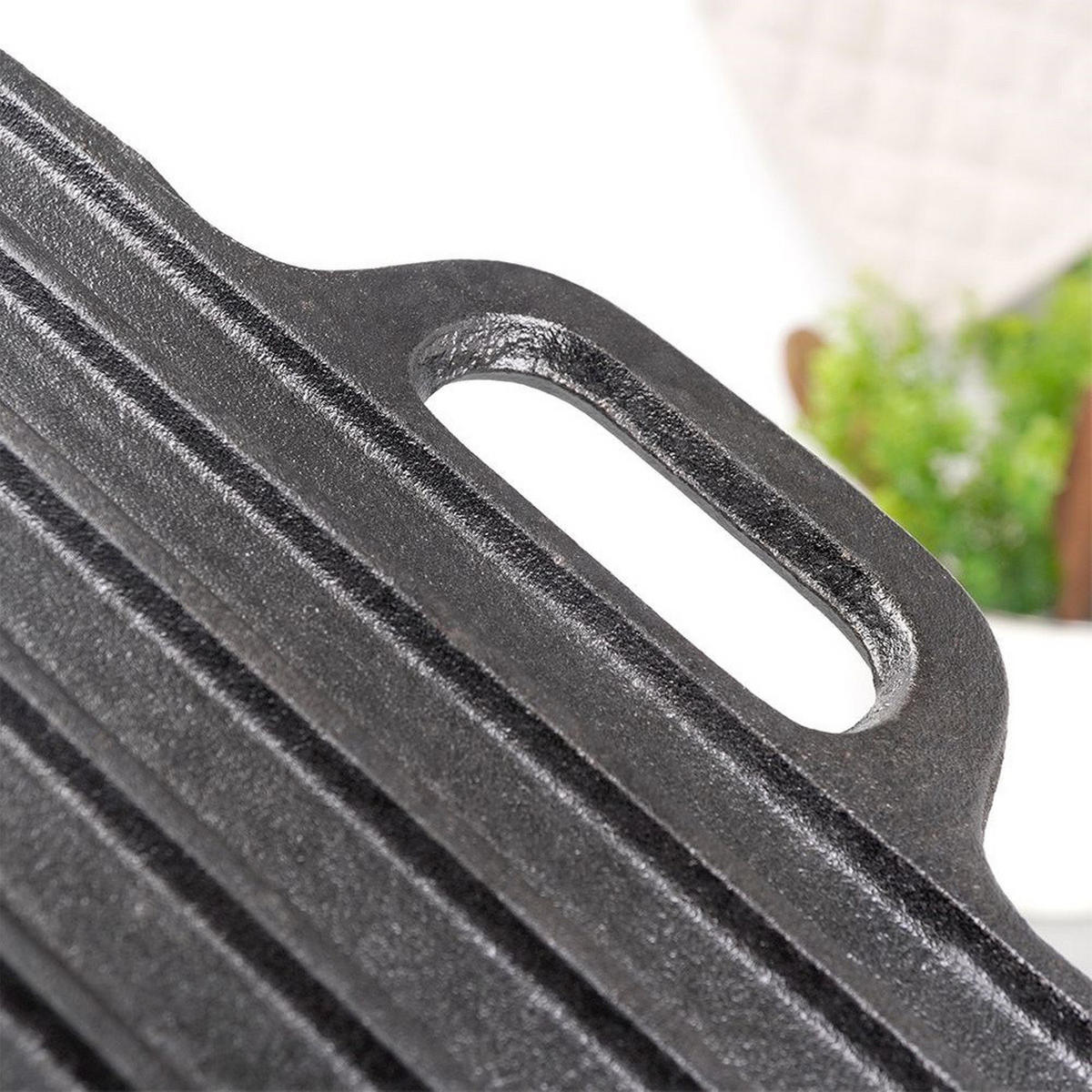 GRILLPLATTE Litina Gusseisen doppelseitig - Schwarz, Metall (45.5/23/1.5cm) - Orion 