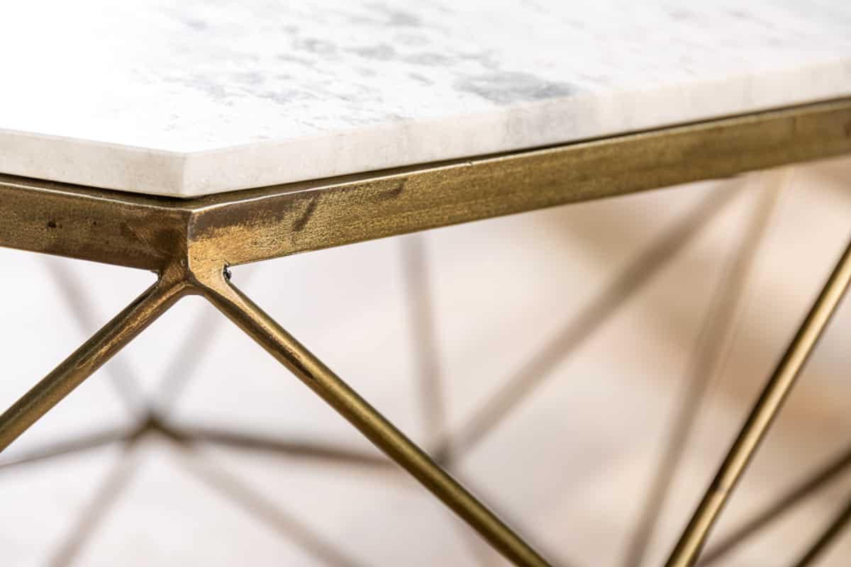 COUCHTISCH DIAMOND Marmor rechteckig Weiß 70cm - Goldfarben/Weiß, Stein/Metall (70/70/38cm) - riess-ambiente