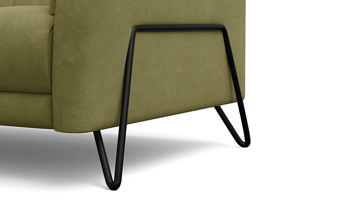SOFA RODEN 2-Sitzer, olive, Veloursstoff - Grün, Holz/Textil (152/82/103cm) - Wozimo