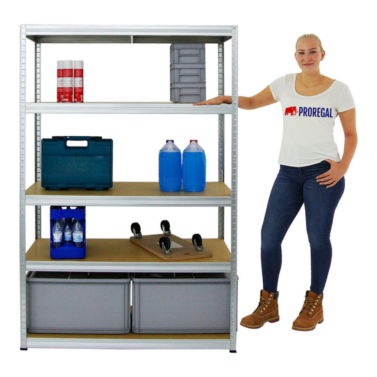 SCHWERLASTREGAL Big Elephant M 180x120x60 cm Fachlast 250 kg Verzinkt - Silberfarben, Metall (120/180/60cm) - PROREGAL