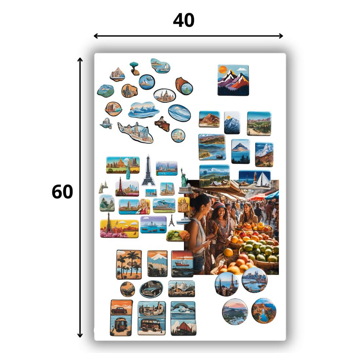 MAGNETTAFEL Klein & Groß Weiß 60x40 cm - Magnetisches Stahlboard für Magnete, Fotos und Notizen, Beschreibbar - Weiß, Metall (40/60/0.7cm) - ANWICAR