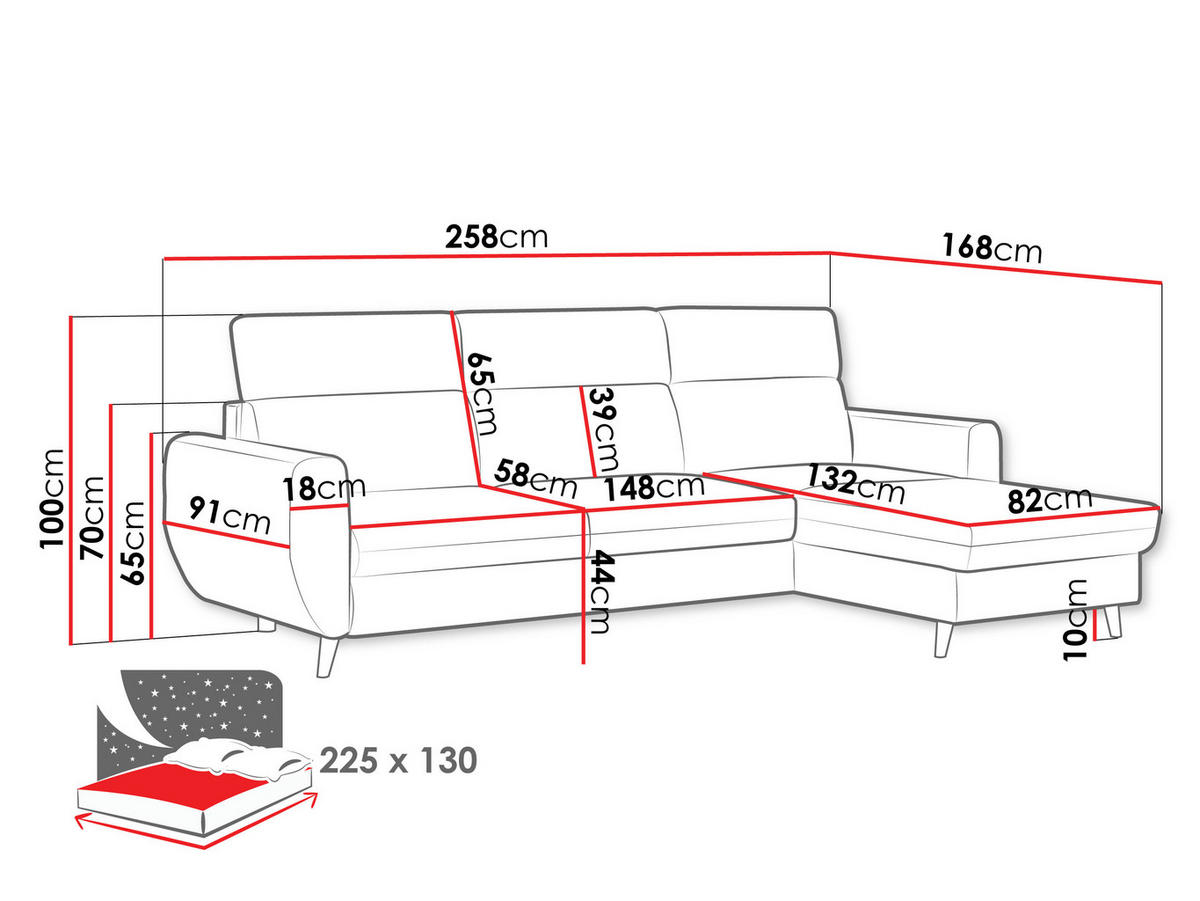 ECKSOFA Torro Mini, Seite: Links - Grau, Holz/Textil (258/168cm) - MIRJAN24