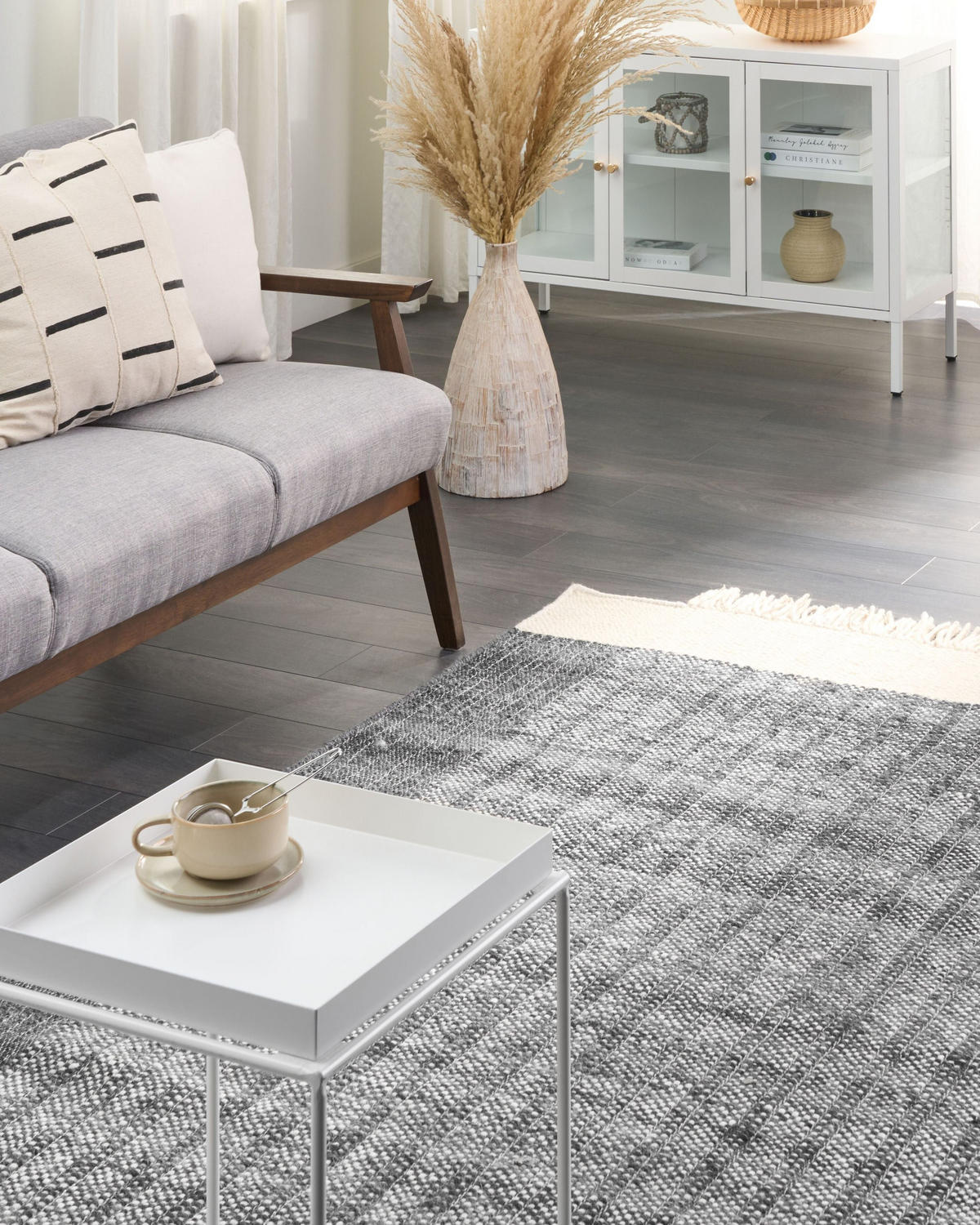 KURZFLOR-TEPPICH Atlanti 230/160 cm - Schwarz, Textil (160/230cm) - Beliani
