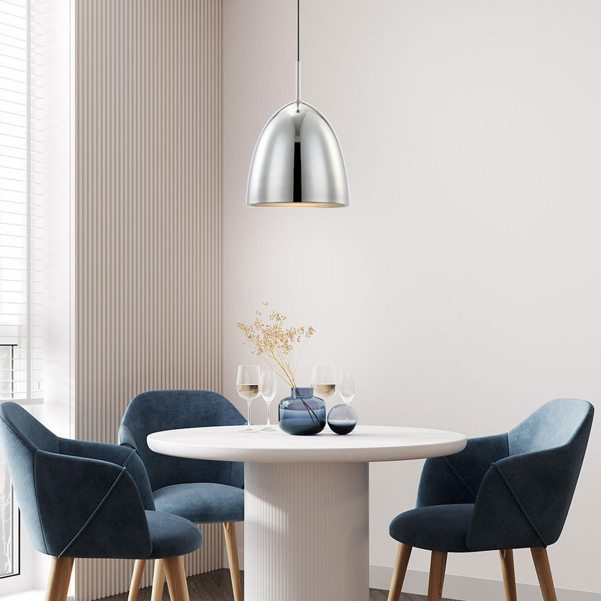 LED HÄNGELEUCHTE Aluminium Chrom Silber - Silberfarben, Metall (25/25/132cm) - Globo Lighting