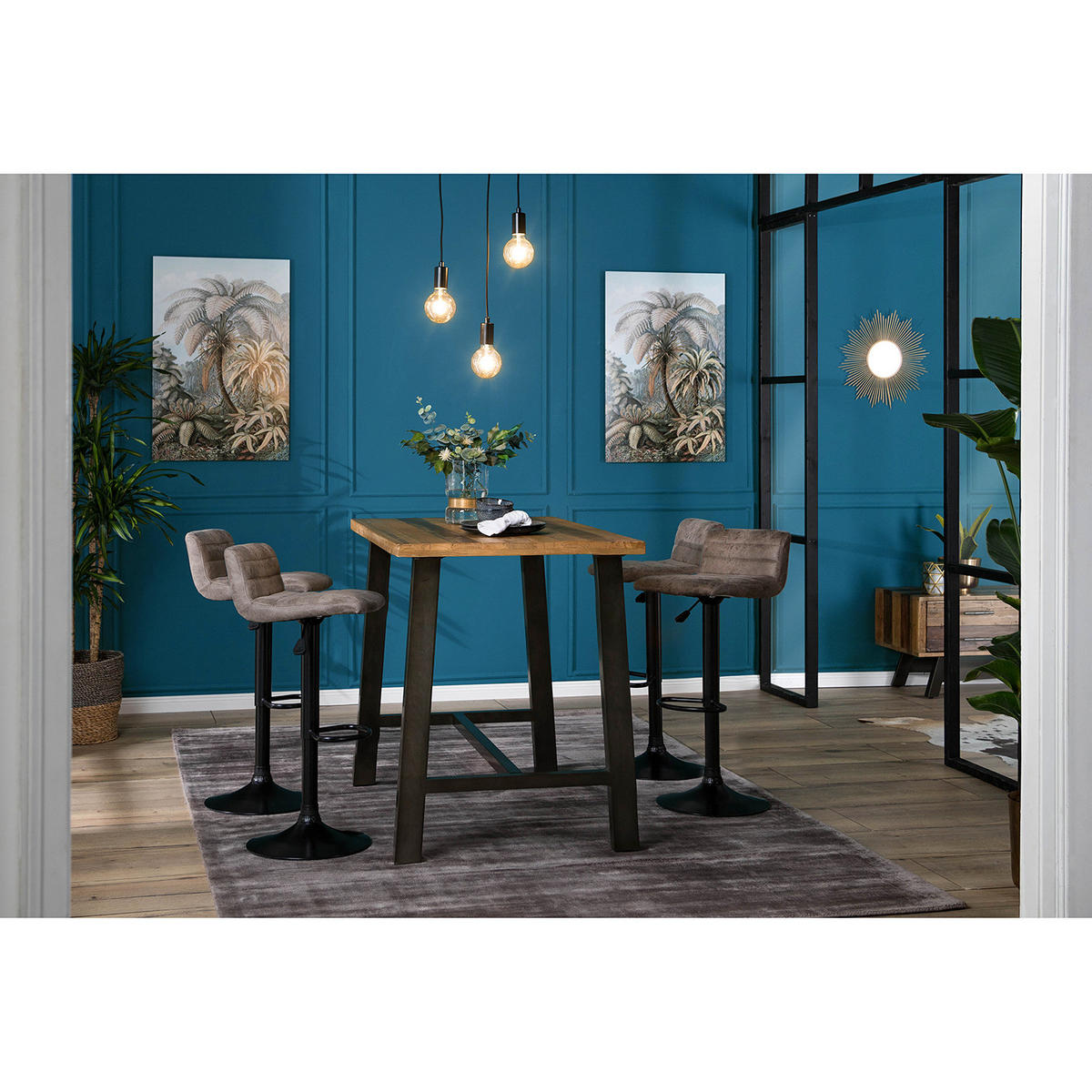 BARTISCH - Pinie massiv / Metall - Beige, Holz (75/120/95cm) - home24