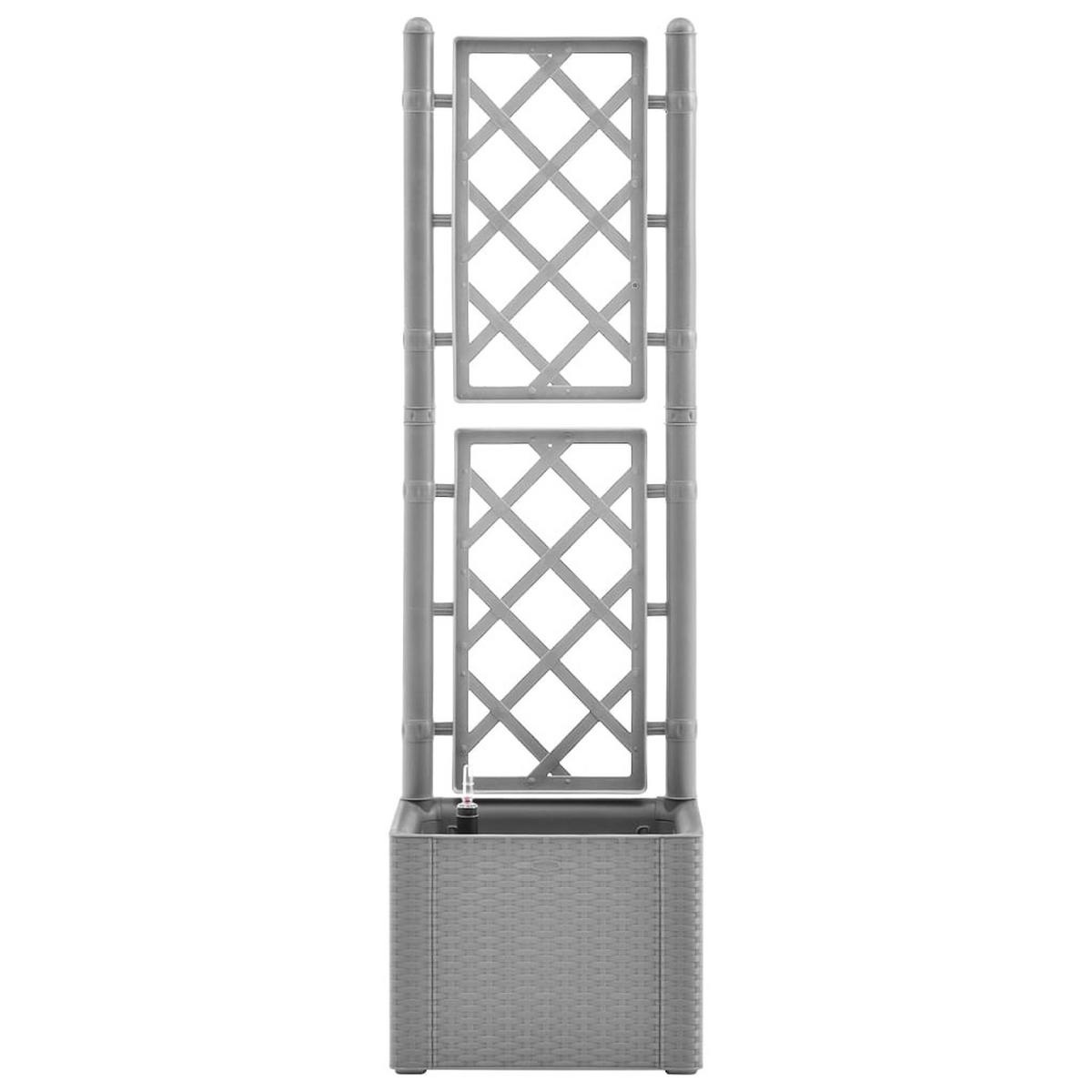 GARTEN-HOCHBEET mit Spalier und Selbstbewässerungssystem Grau - Grau, Holz (43/142/43cm) - furnicato