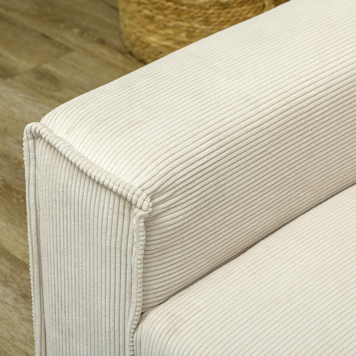 3-SITZER Sofa, Couch mit Armlehnen, Rückenkissen, für Wohnzimmer, Schlafzimmer - Silberfarben/Creme, Textil/Metall (77/80/193cm) - HOMCOM