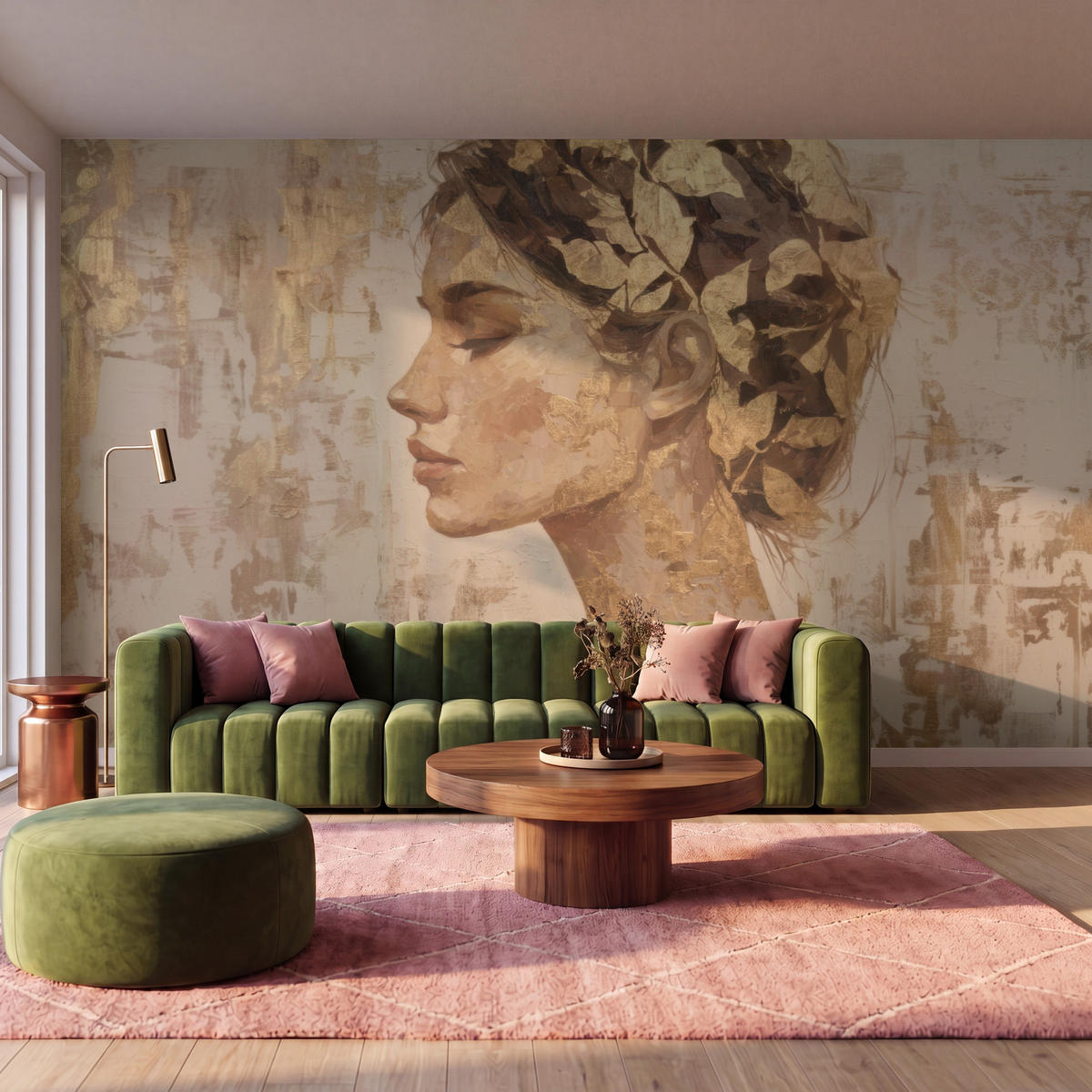 TAPETE - Frau - Gold - Abstrakt - Textur - 450x280 cm - Goldfarben, Papier (450/280cm) - OnlyWow