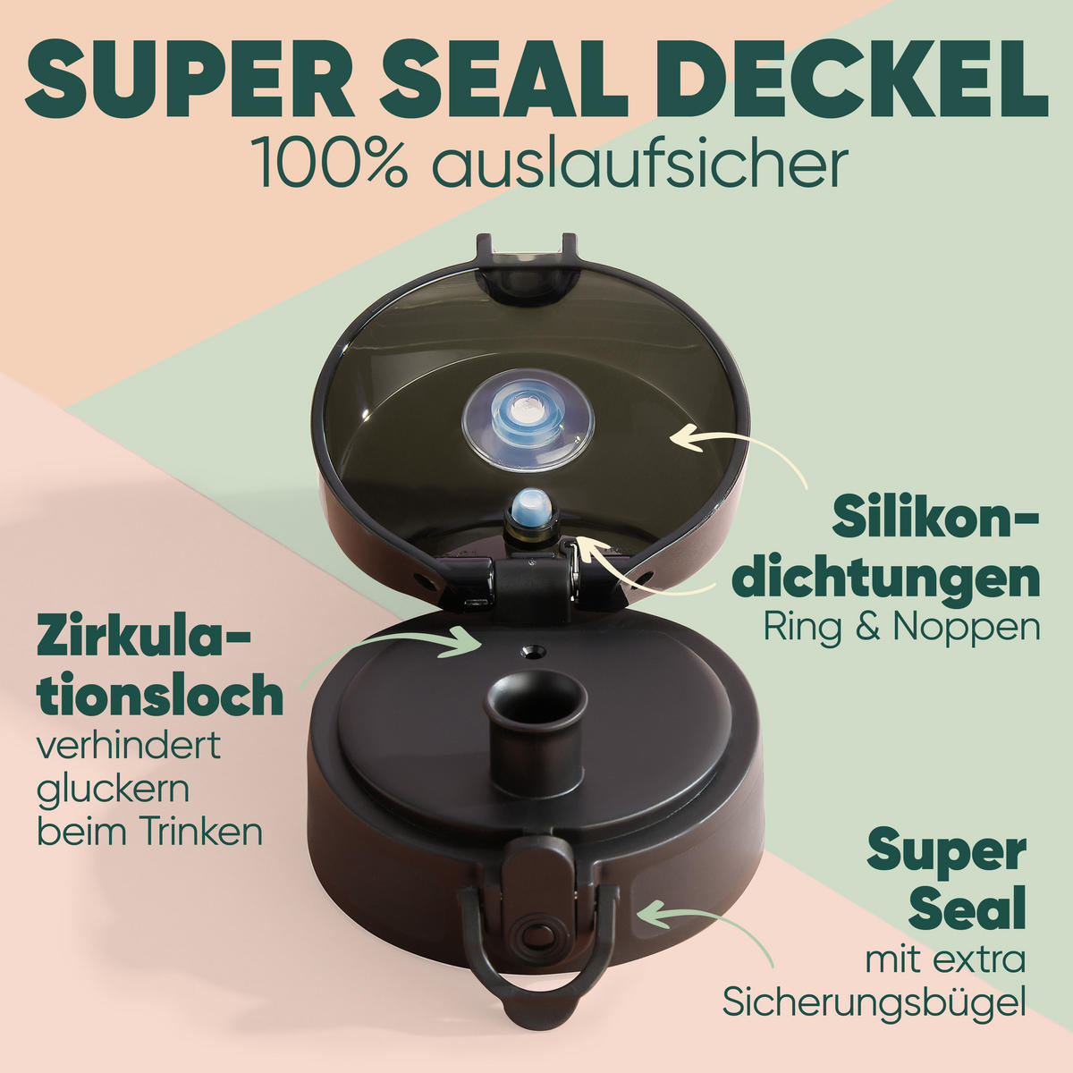 TRINKFLASCHE 1L - auslaufsichere - 1-Klick-Verschluss - BPA - freie - Taupe - Taupe, Kunststoff (1L) - Blumtal